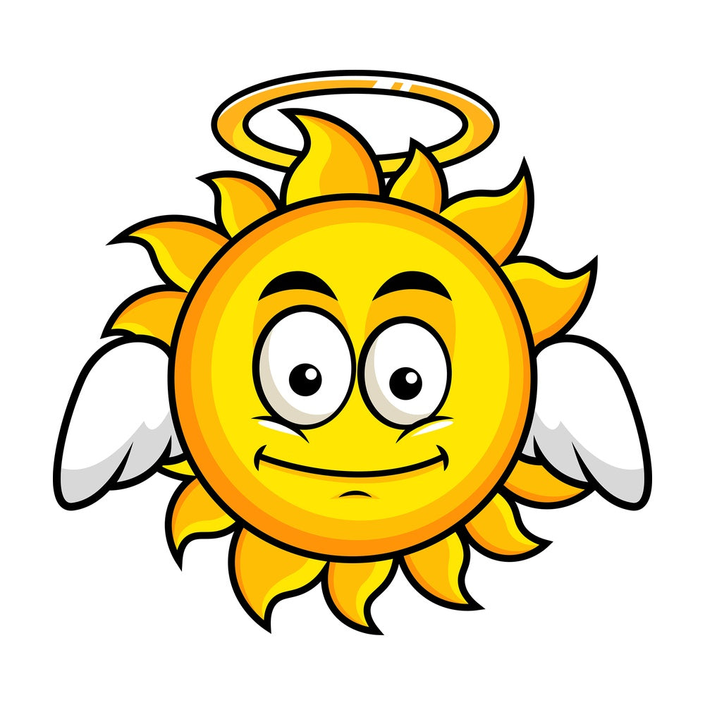 With wings and halo sun emoticon. PNG - JPG and vector EPS file formats (infinitely scalable). Image isolated on transparent background.