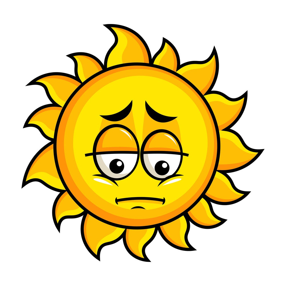 Depressed sun emoticon. PNG - JPG and vector EPS file formats (infinitely scalable). Image isolated on transparent background.