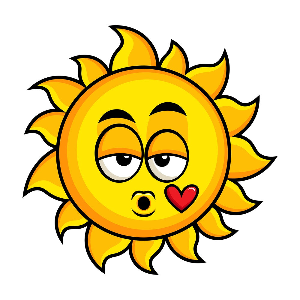 Sun blowing a kiss emoticon. PNG - JPG and vector EPS file formats (infinitely scalable). Image isolated on transparent background.