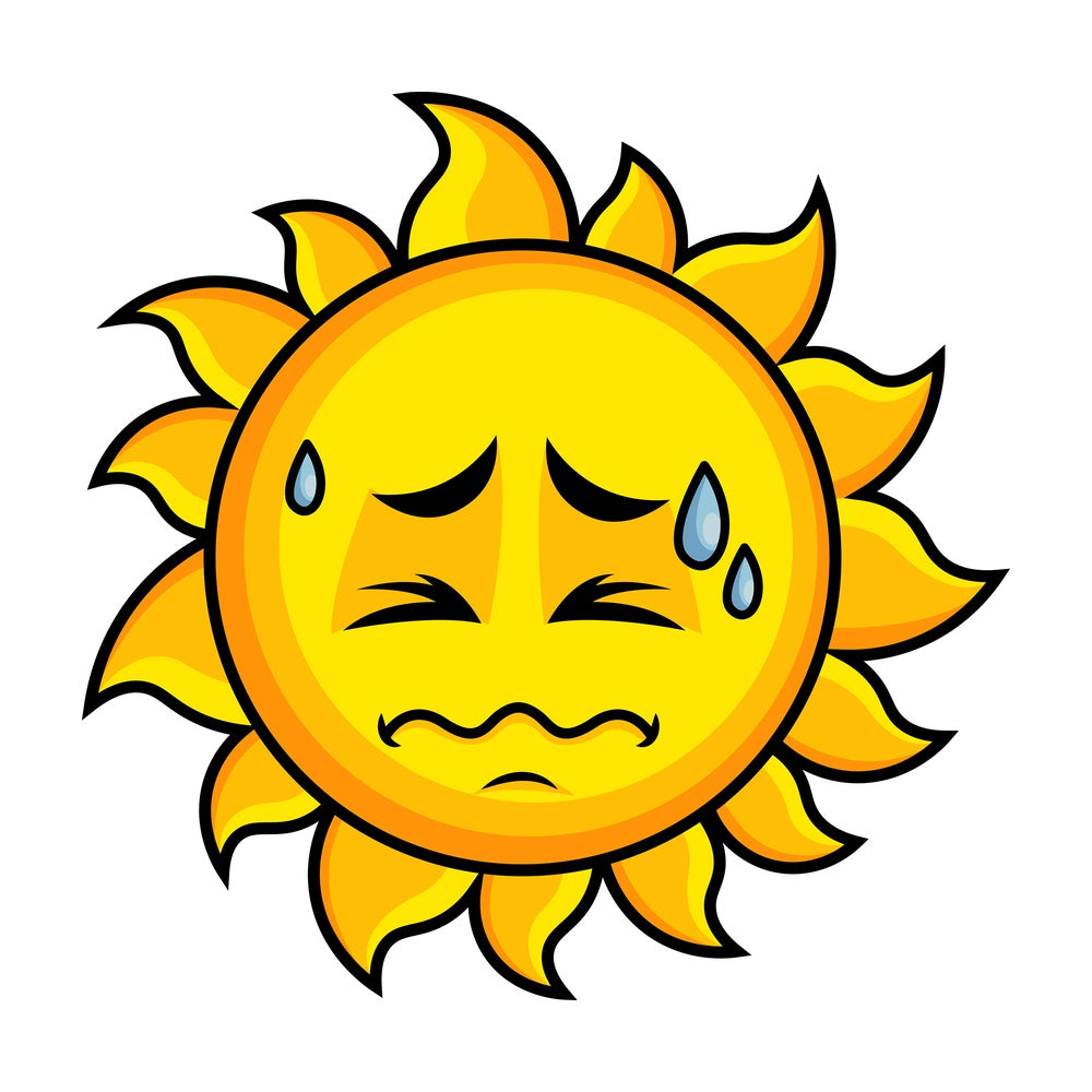 In Pain Sun Emoticon. PNG - JPG and vector EPS file formats (infinitely scalable). Image isolated on transparent background.