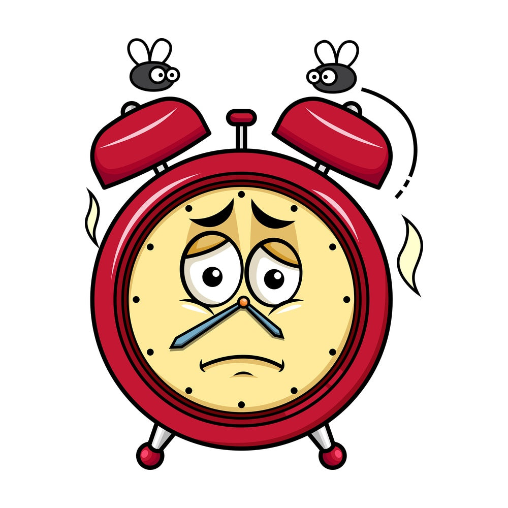Stinky alarm clock going bad emoticon. PNG - JPG and vector EPS file formats (infinitely scalable). Image isolated on transparent background.