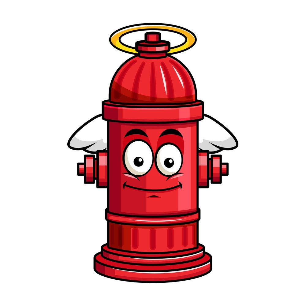 With wings and halo fire hydrant emoticon. PNG - JPG and vector EPS file formats (infinitely scalable). Image isolated on transparent background.