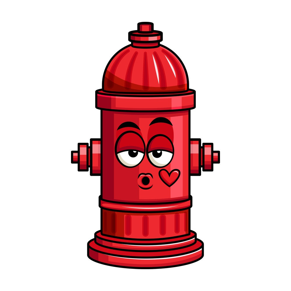 Fire hydrant blowing a kiss emoticon. PNG - JPG and vector EPS file formats (infinitely scalable). Image isolated on transparent background.