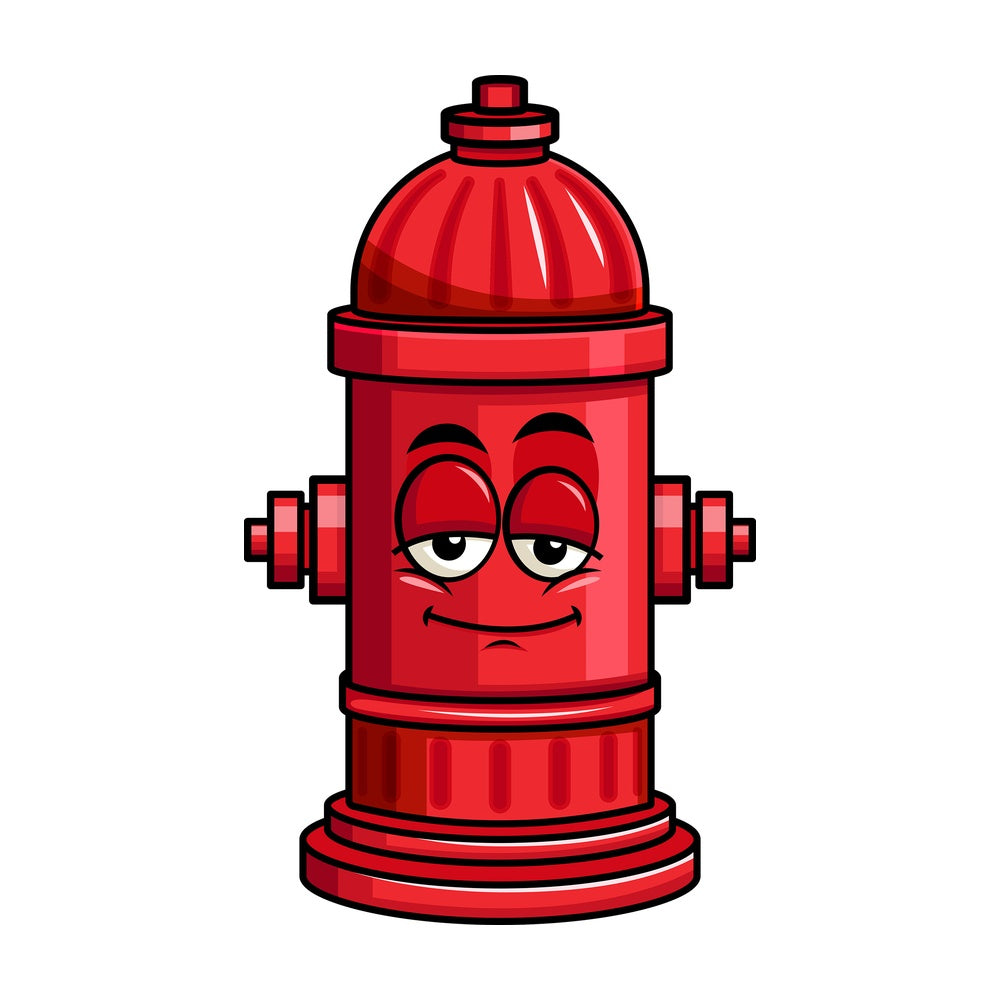 Sleepy fire hydrant emoticon. PNG - JPG and vector EPS file formats (infinitely scalable). Image isolated on transparent background.