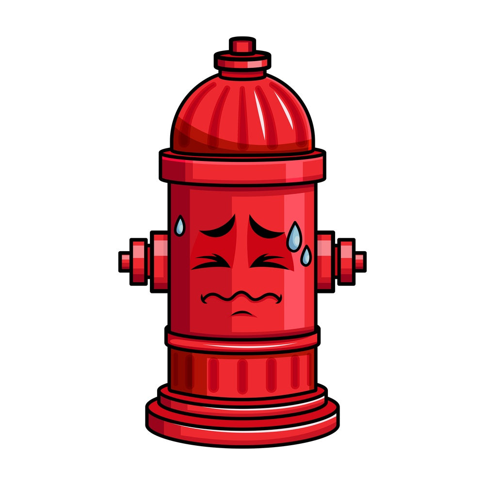 In Pain Fire Hydrant Emoticon. PNG - JPG and vector EPS file formats (infinitely scalable). Image isolated on transparent background.