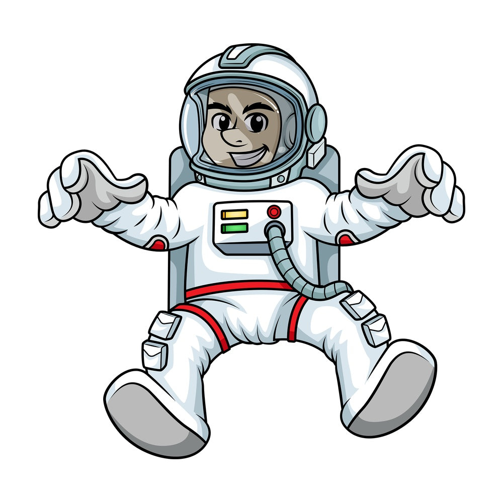 Male cosmonaut floating in space backwards. PNG - JPG and vector EPS (infinitely scalable). Image isolated on transparent background.