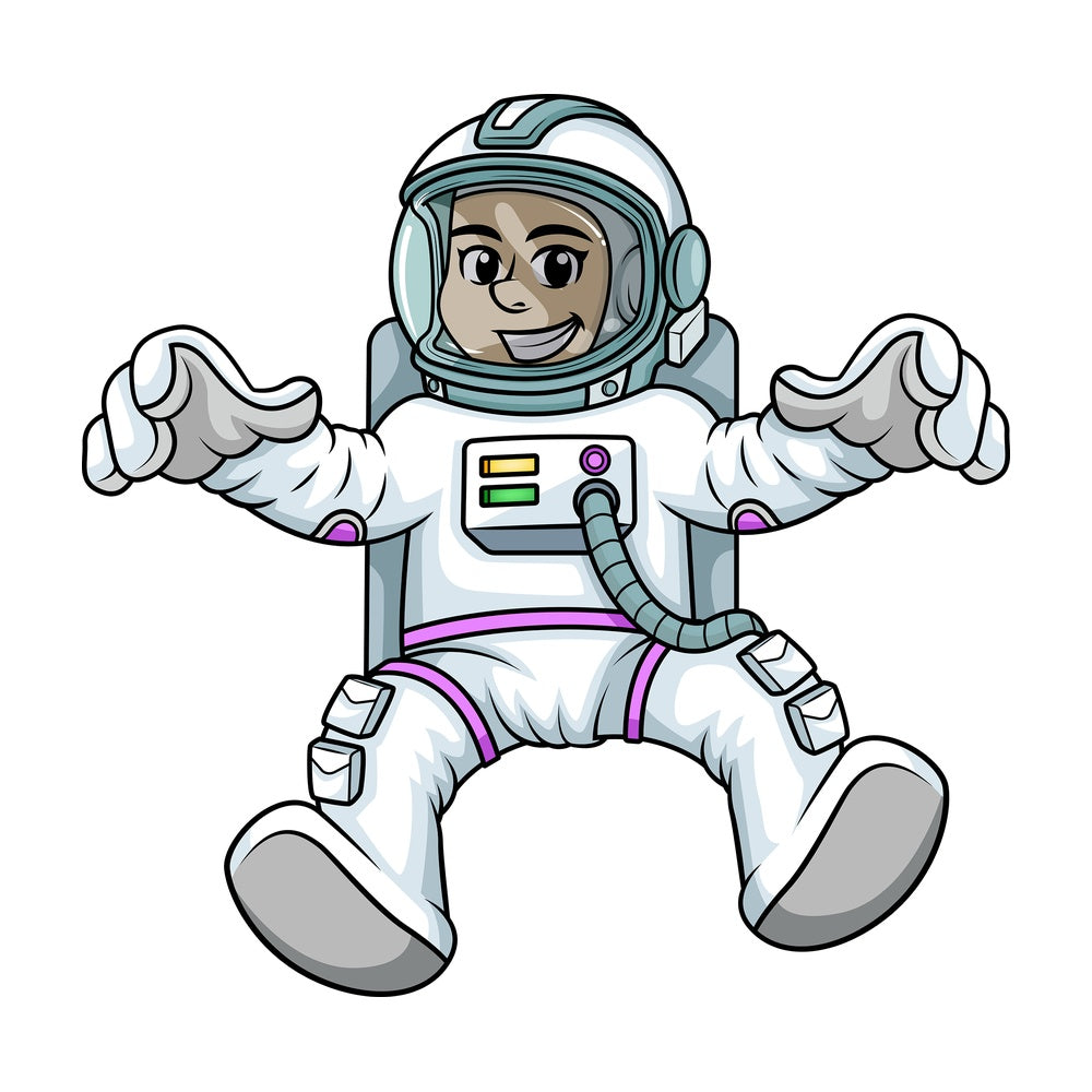 Woman astronaut floating in space. PNG - JPG and vector EPS (infinitely scalable). Image isolated on transparent background.