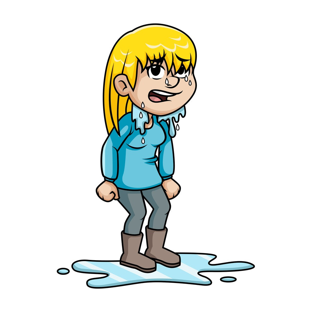 Wet girl standing in pond of water. PNG - JPG and vector EPS (infinitely scalable).