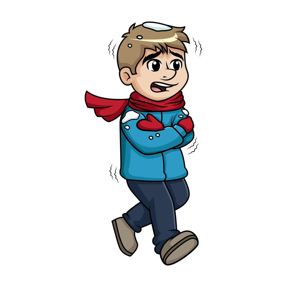 Man freezing out in the snow. PNG - JPG and vector EPS (infinitely scalable).