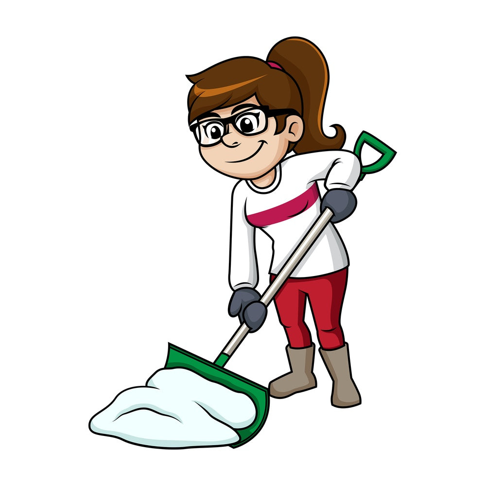 Girl shoveling snow. PNG - JPG and vector EPS (infinitely scalable).