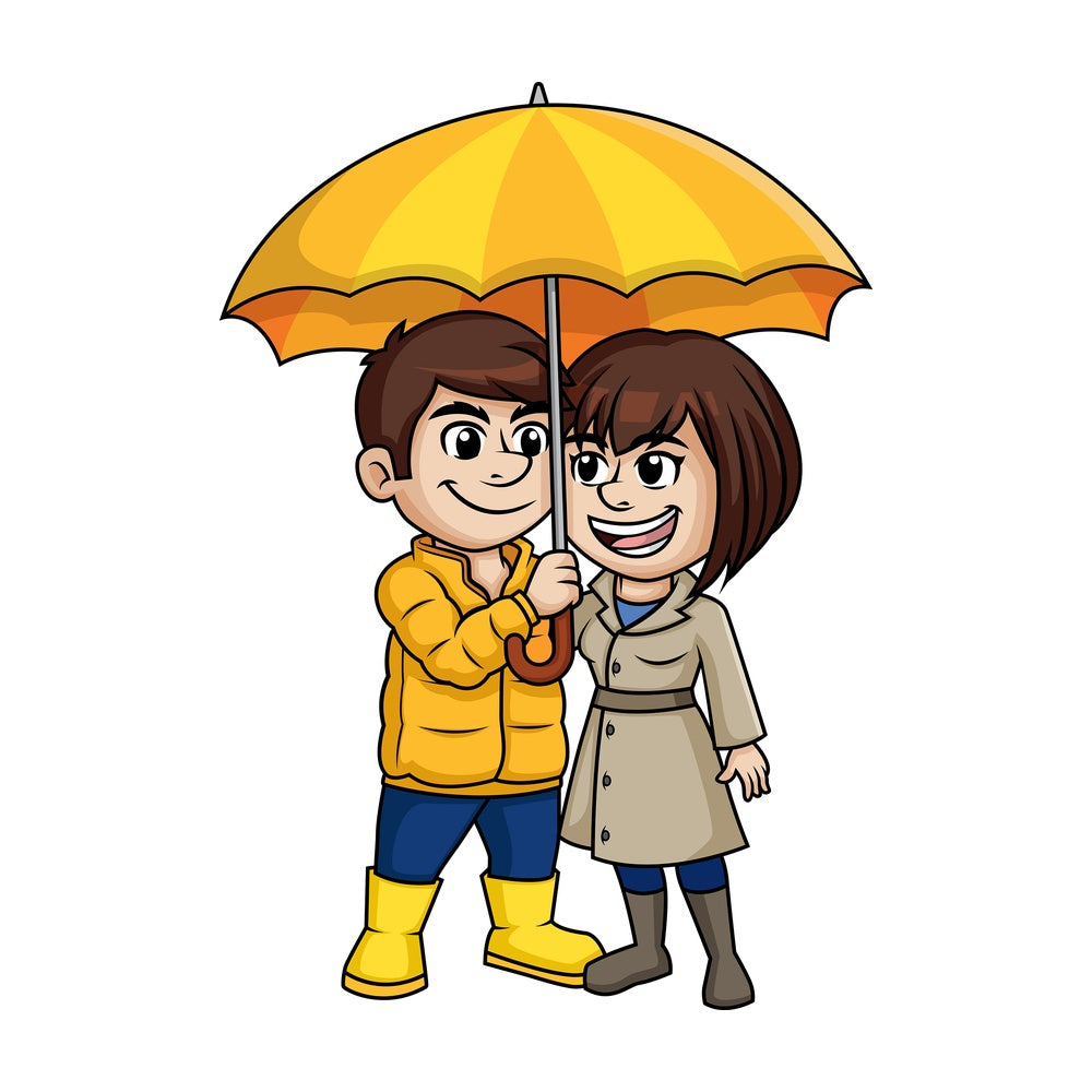 Couple under umbrella. PNG - JPG and vector EPS (infinitely scalable).