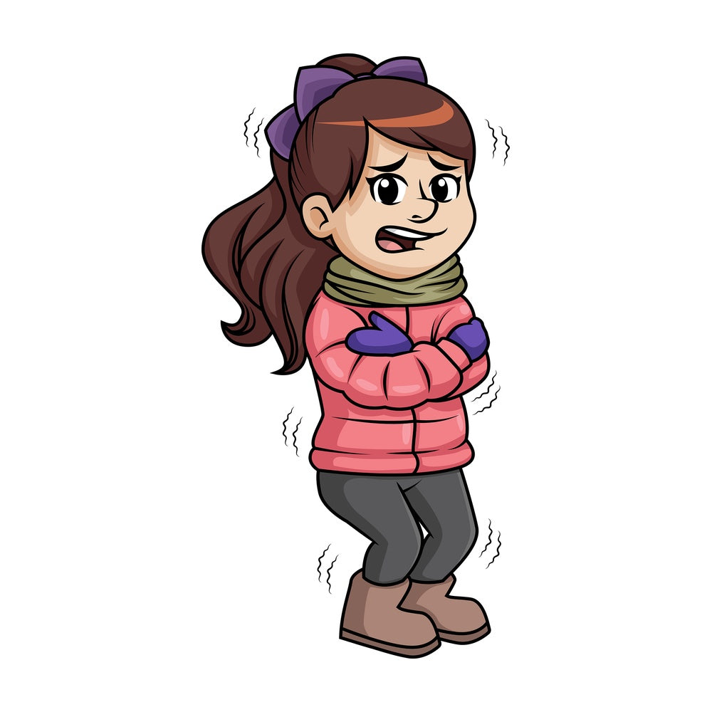 Woman shivering from winter cold. PNG - JPG and vector EPS (infinitely scalable).