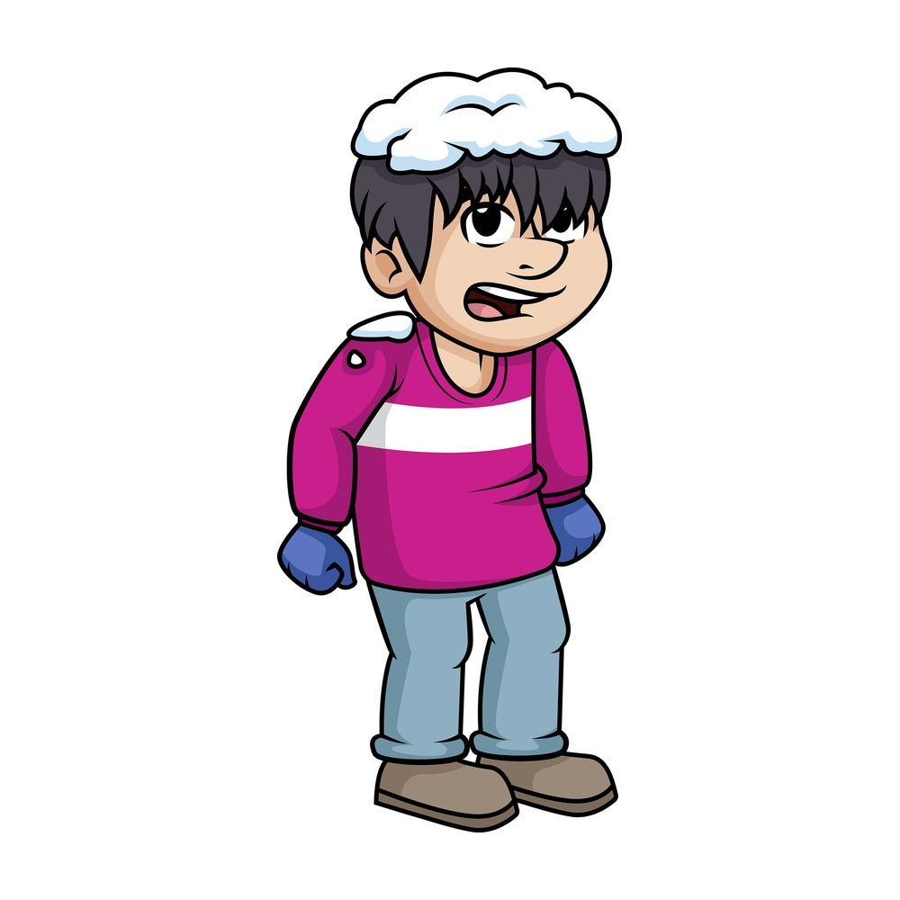 Upset man with snow on his head. PNG - JPG and vector EPS (infinitely scalable).