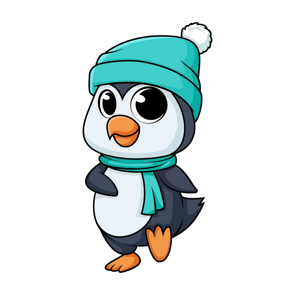 Cute penguin in the winter. PNG - JPG and vector EPS (infinitely scalable).