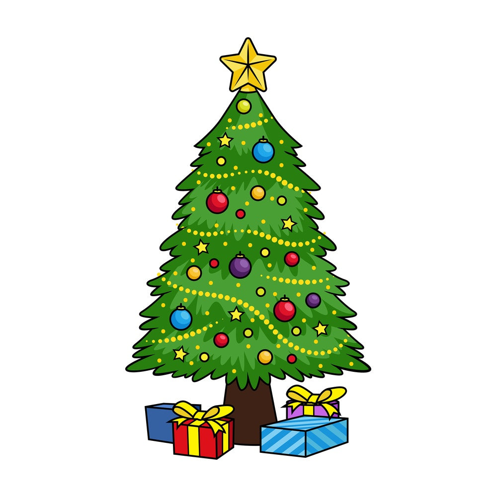 Decorated christmas tree. PNG - JPG and vector EPS file formats (infinitely scalable). Image isolated on transparent background.