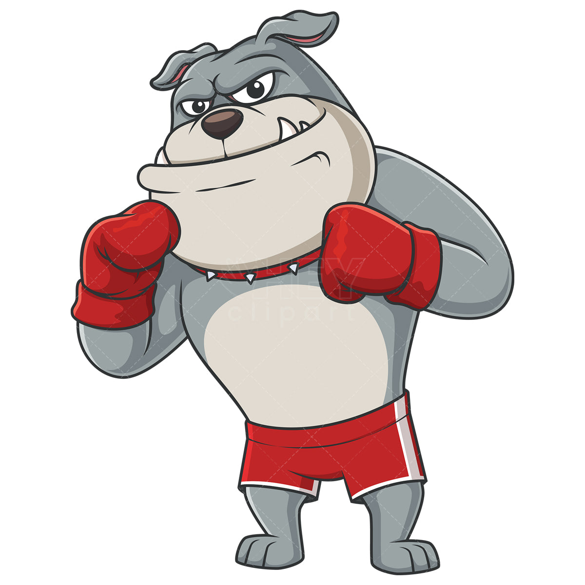 Royalty-free stock vector illustration of a boxing bulldog character.