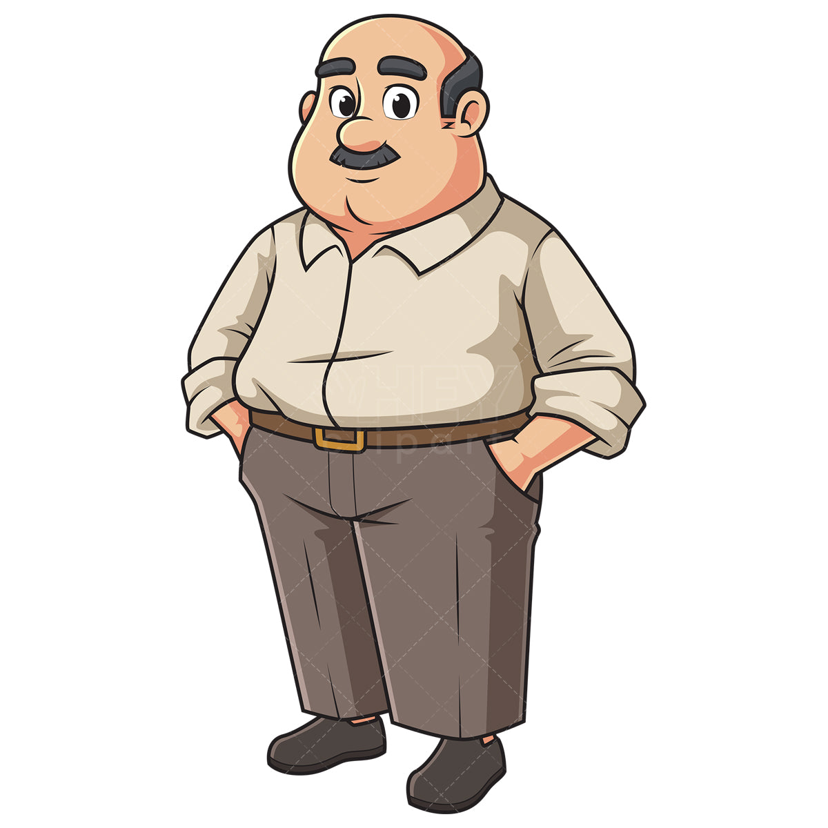 Royalty-free stock vector illustration of a chubby middle-aged caucasian man.