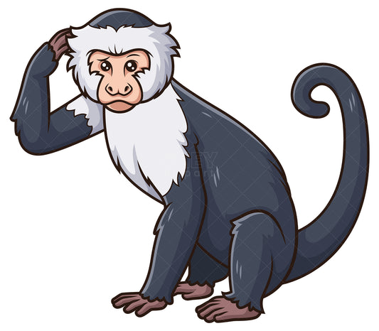 Royalty-free stock vector illustration of a confused capuchin monkey.