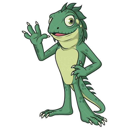 Royalty-free stock vector illustration of a iguana waving.
