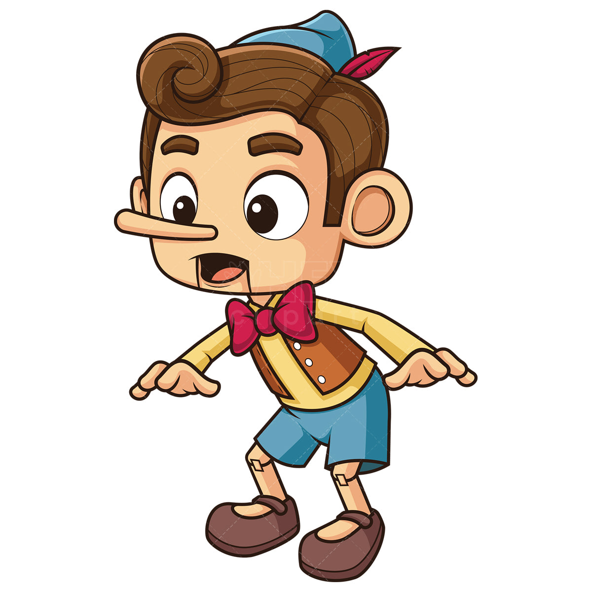 Royalty-free stock vector illustration of a pinocchio nose growing.