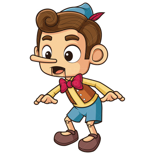 Royalty-free stock vector illustration of a pinocchio nose growing.