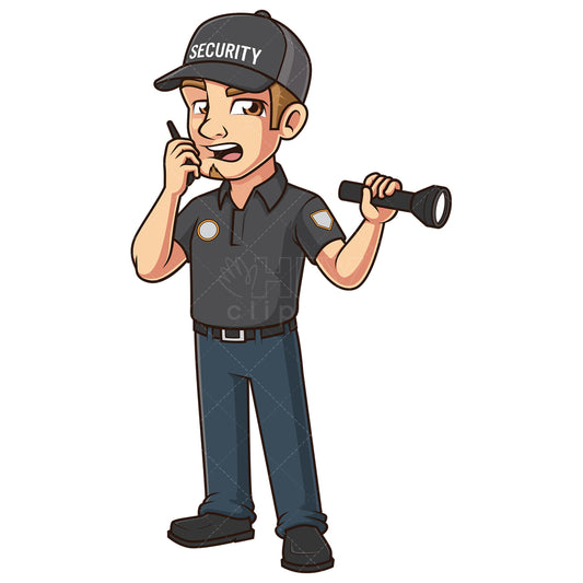 Royalty-free stock vector illustration of a security guard on alert.