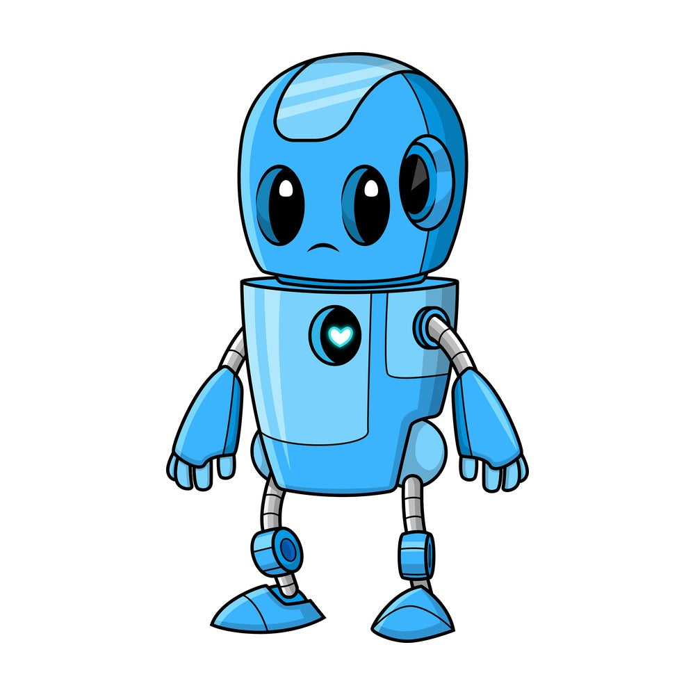 Cute blue robot. PNG - JPG and vector EPS (infinitely scalable).