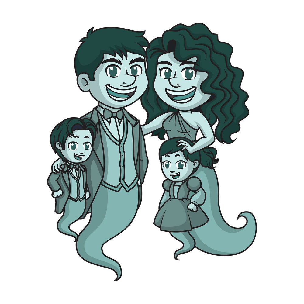 Ghost family with kids. PNG - JPG and vector EPS (infinitely scalable).