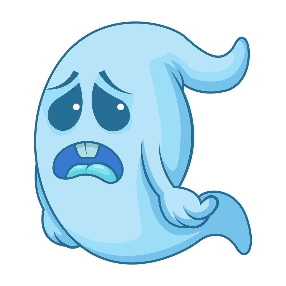 Disappointed blue ghost. PNG - JPG and vector EPS (infinitely scalable).