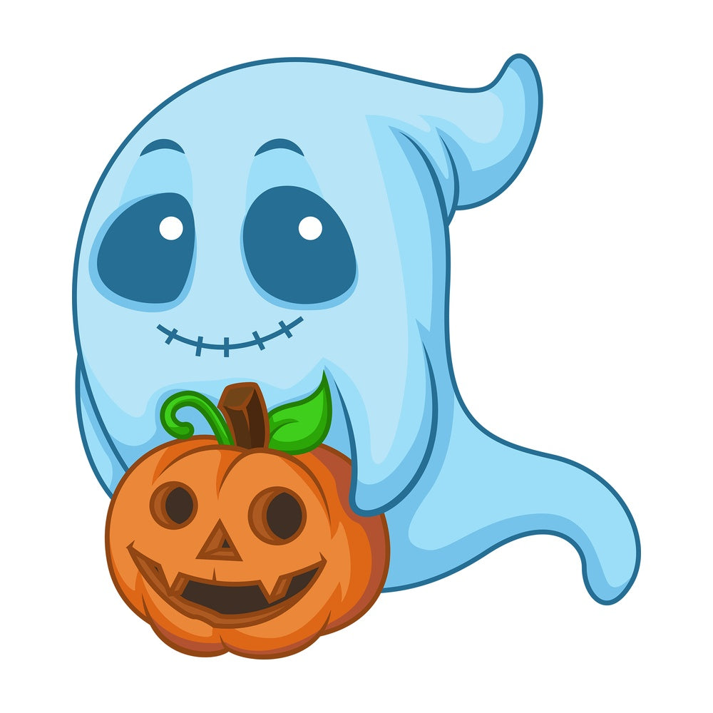 Blue halloween ghost. PNG - JPG and vector EPS (infinitely scalable).