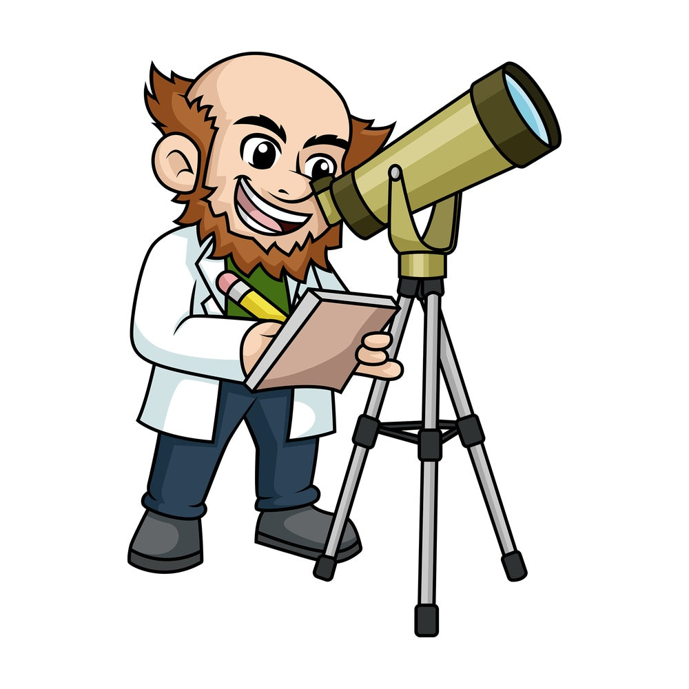 Astronomer looking through telescope. PNG - JPG and vector EPS (infinitely scalable).