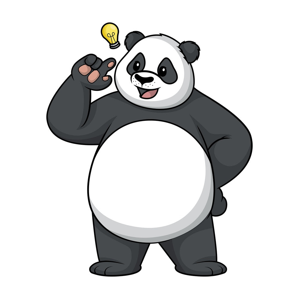Panda having an idea. PNG - JPG and vector EPS (infinitely scalable).