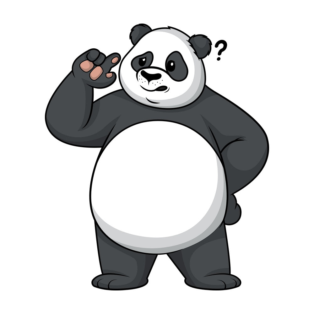 Panda thinking. PNG - JPG and vector EPS (infinitely scalable).