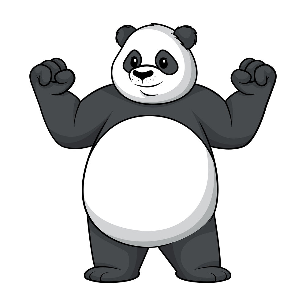 Panda flexing muscles. PNG - JPG and vector EPS (infinitely scalable).