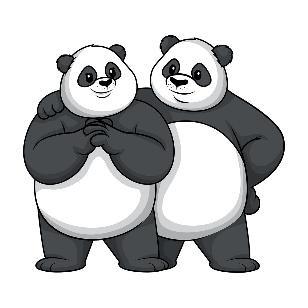 Panda couple. PNG - JPG and vector EPS file formats (infinitely scalable). Image isolated on transparent background.