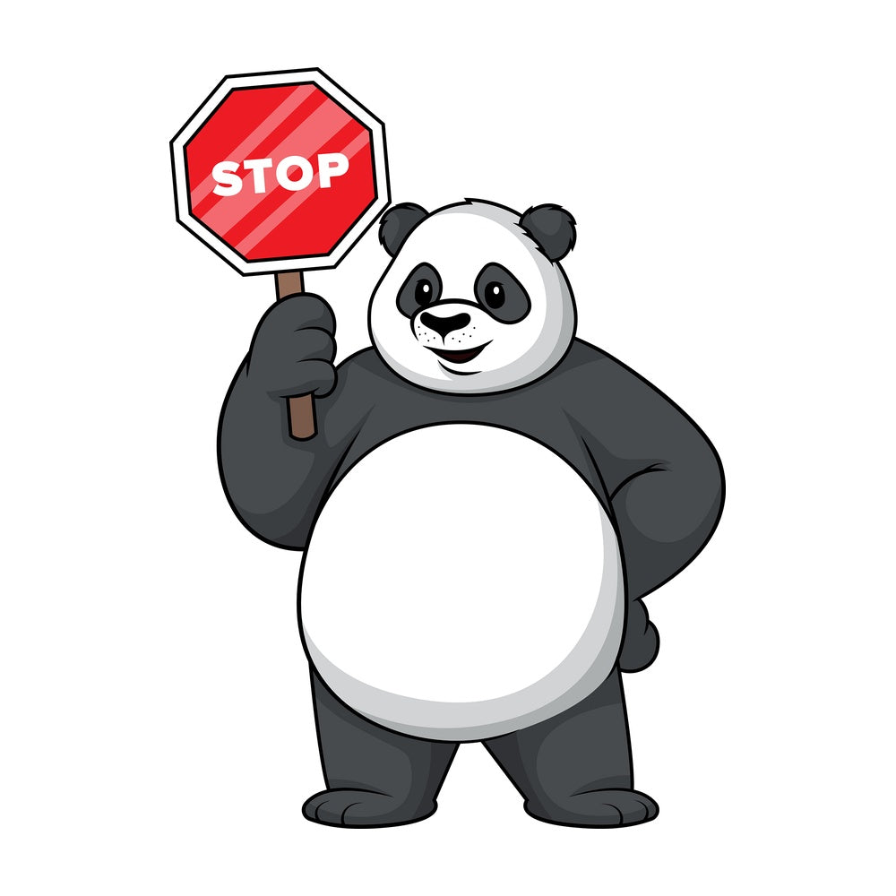 Panda holding stop sign. PNG - JPG and vector EPS (infinitely scalable).