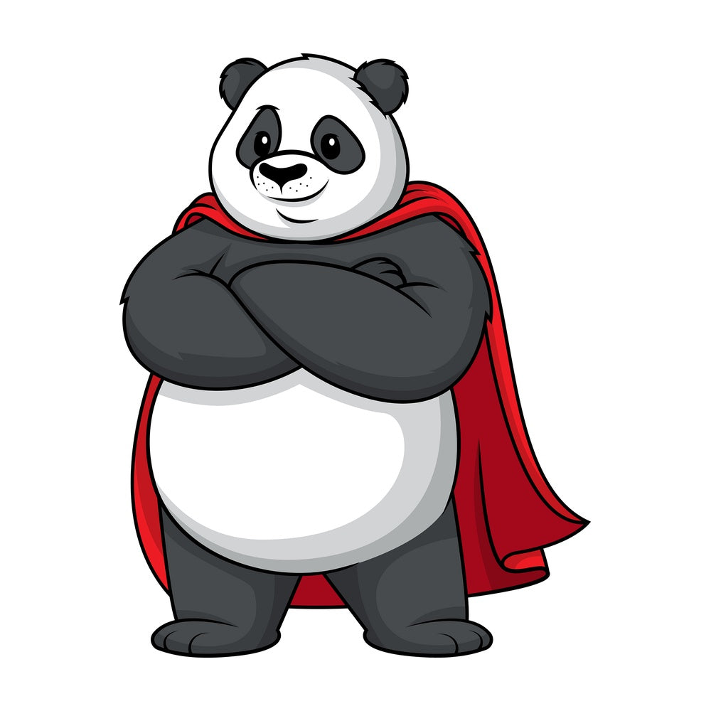 Panda superhero. PNG - JPG and vector EPS (infinitely scalable).