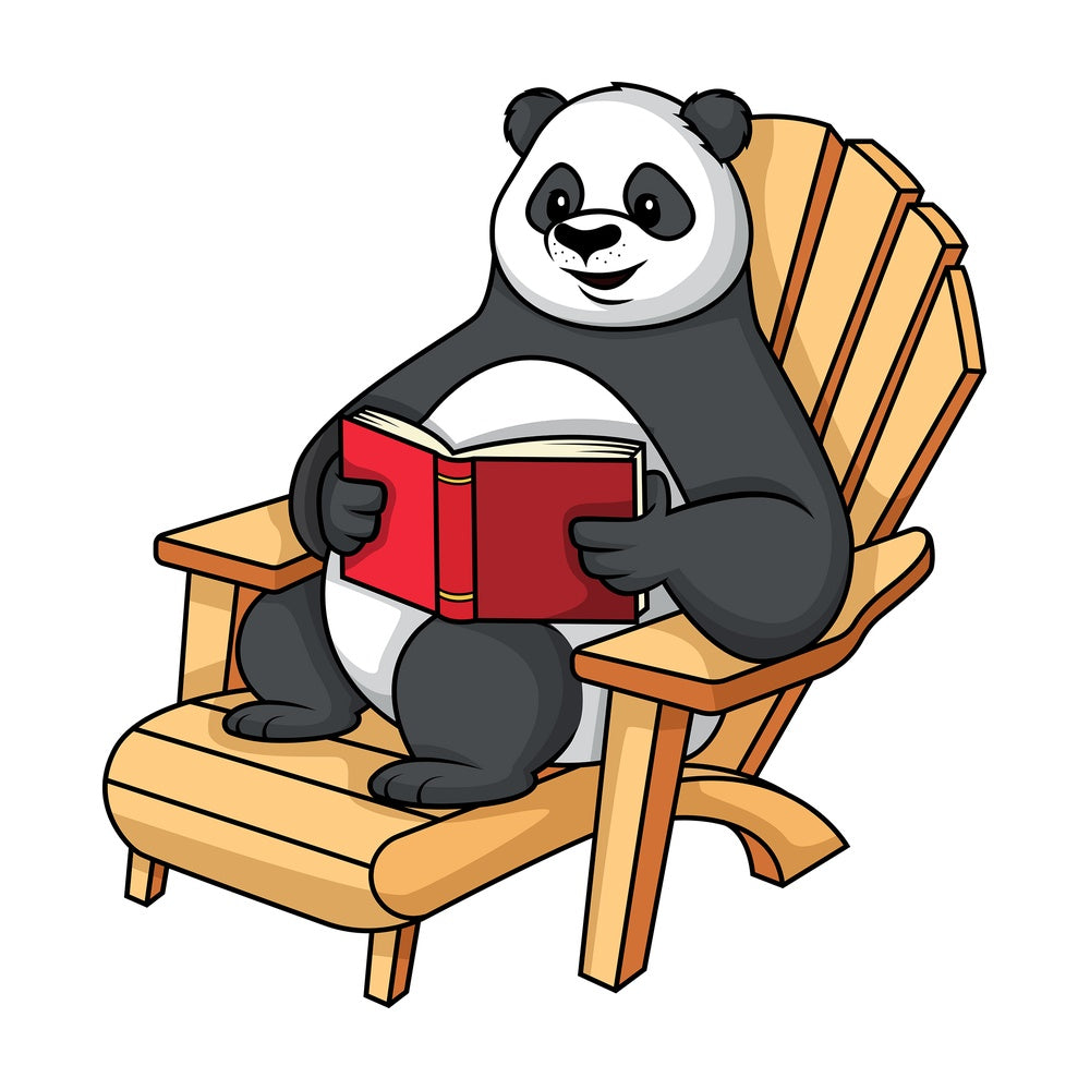 Panda reading a book. PNG - JPG and vector EPS (infinitely scalable).