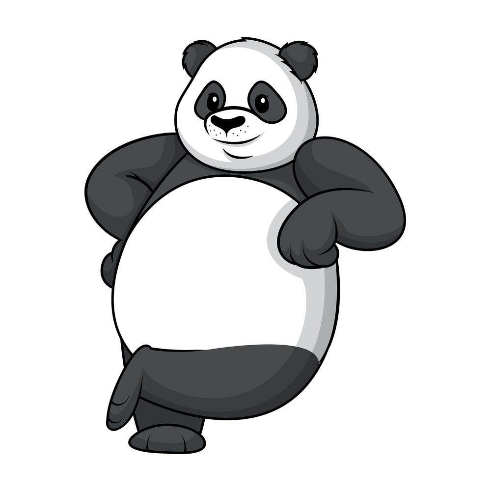 Panda leaning on logo. PNG - JPG and vector EPS (infinitely scalable).