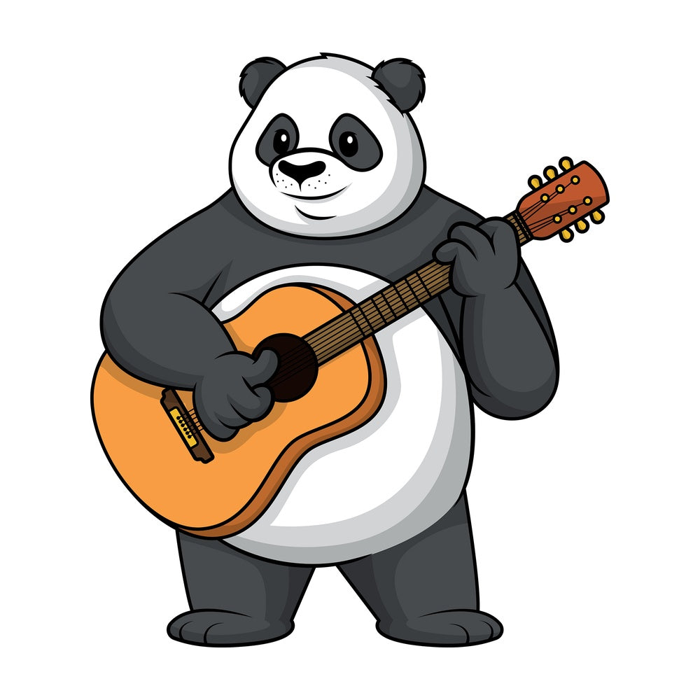 Panda playing the guitar. PNG - JPG and vector EPS (infinitely scalable).