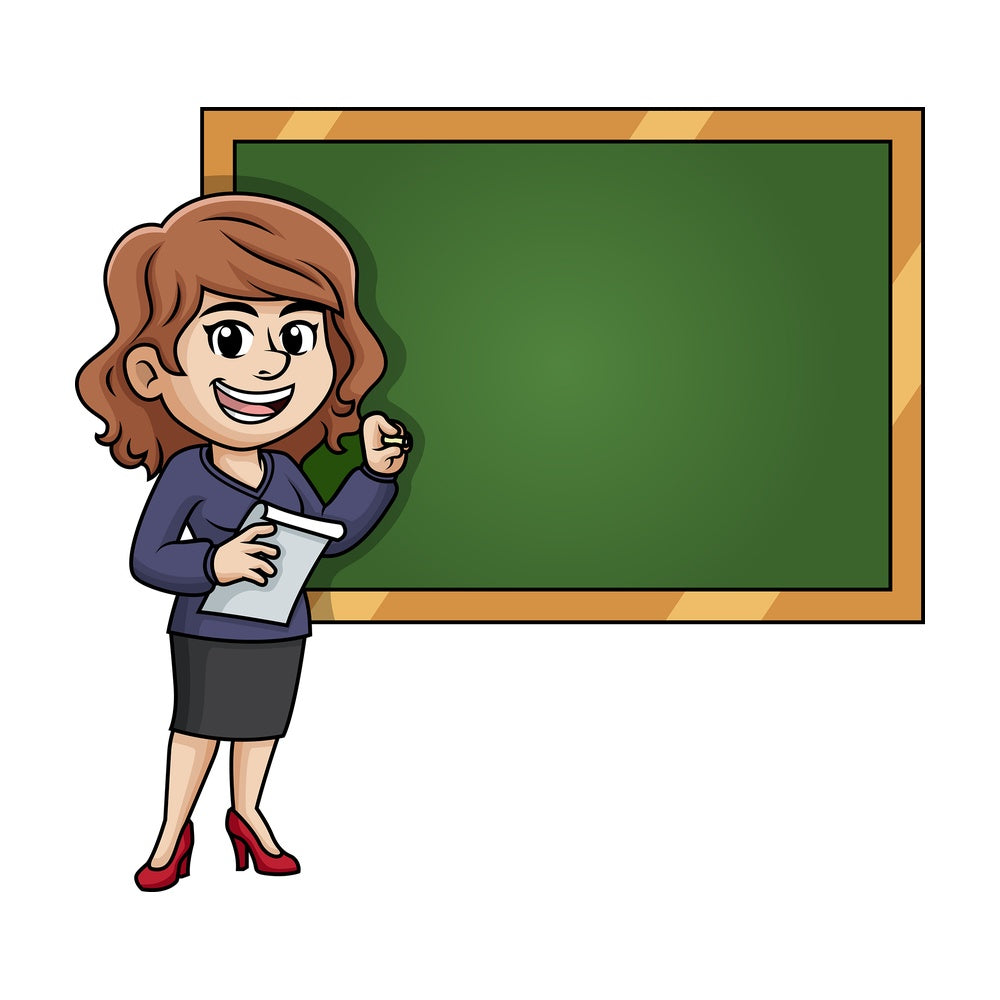 Female writing teacher. PNG - JPG and vector EPS (infinitely scalable).