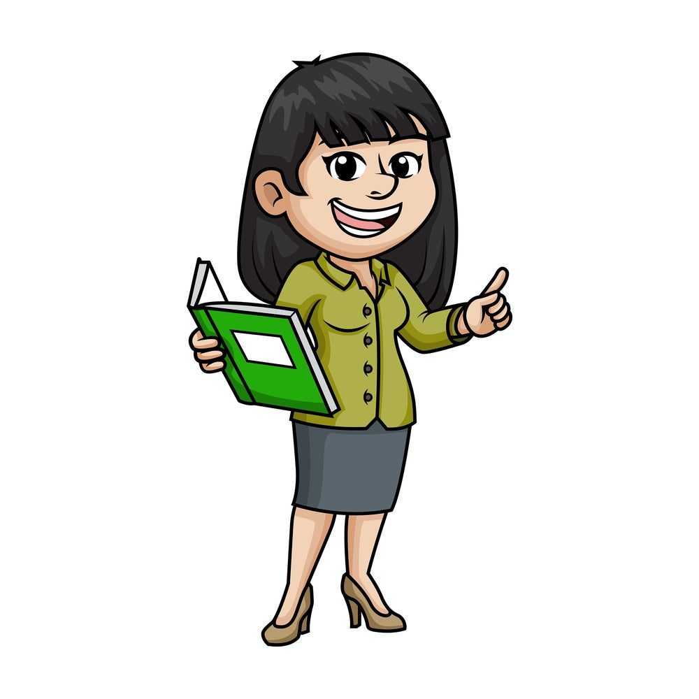 Female asian teacher. PNG - JPG and vector EPS (infinitely scalable).