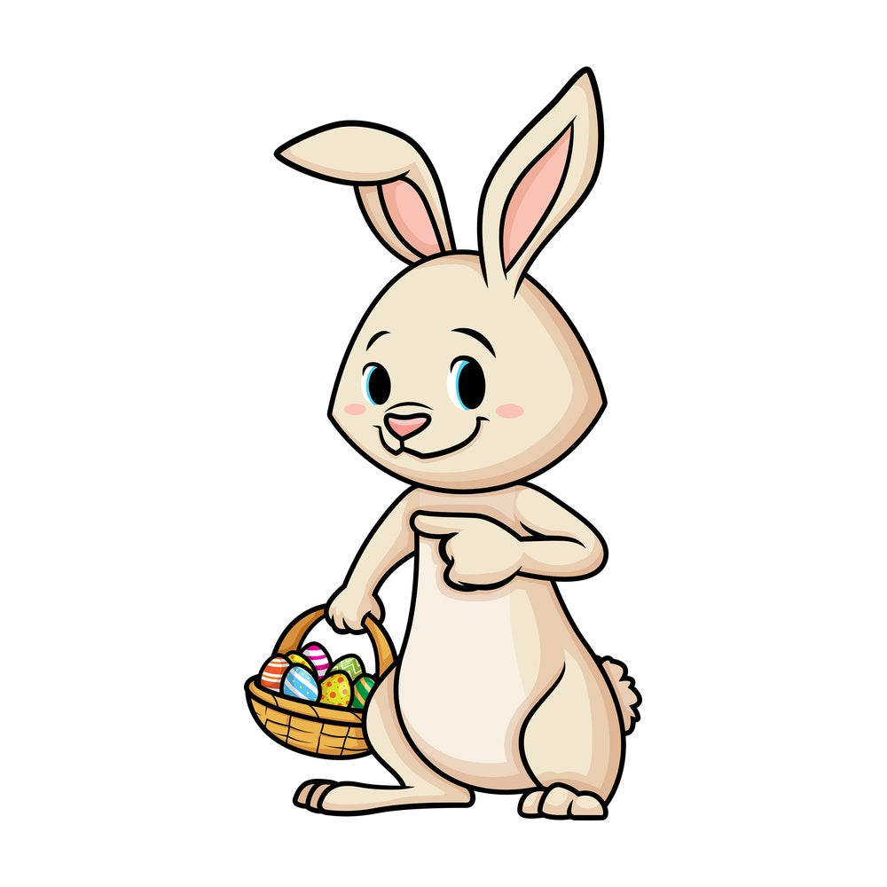 Easter bunny pointing sideways. PNG - JPG and vector EPS (infinitely scalable).