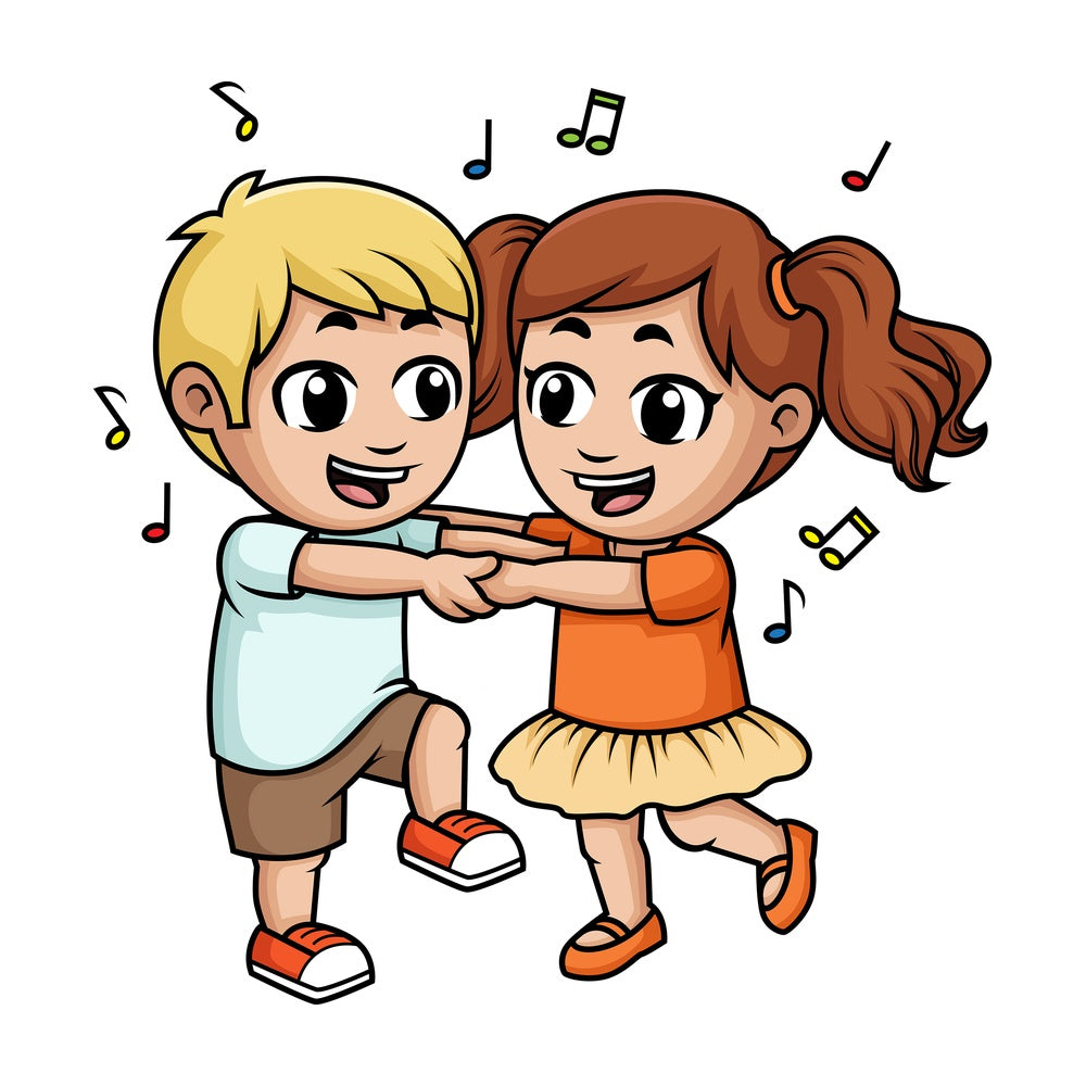 Kids dancing together. PNG - JPG and vector EPS (infinitely scalable).