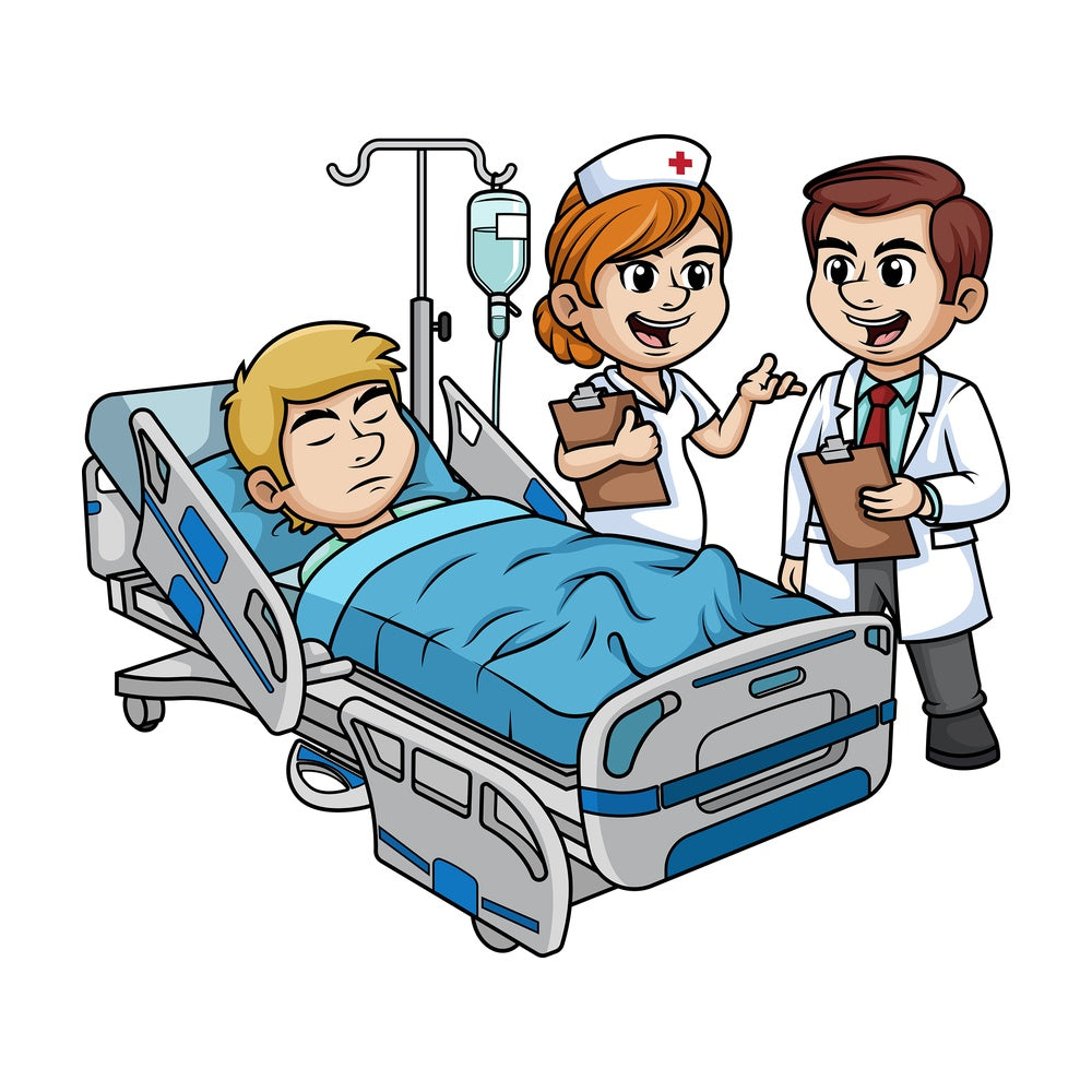Doctor and nurse visiting patient. PNG - JPG and vector EPS (infinitely scalable).