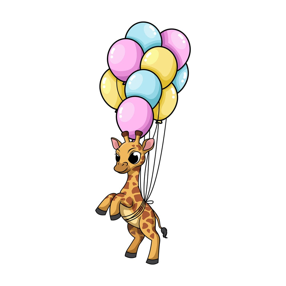 Giraffe with balloons. PNG - JPG and vector EPS (infinitely scalable).