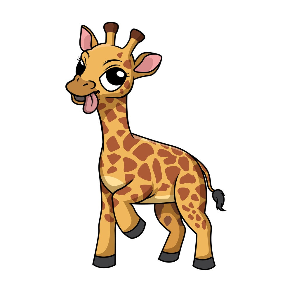 Giraffe with tongue out. PNG - JPG and vector EPS (infinitely scalable).