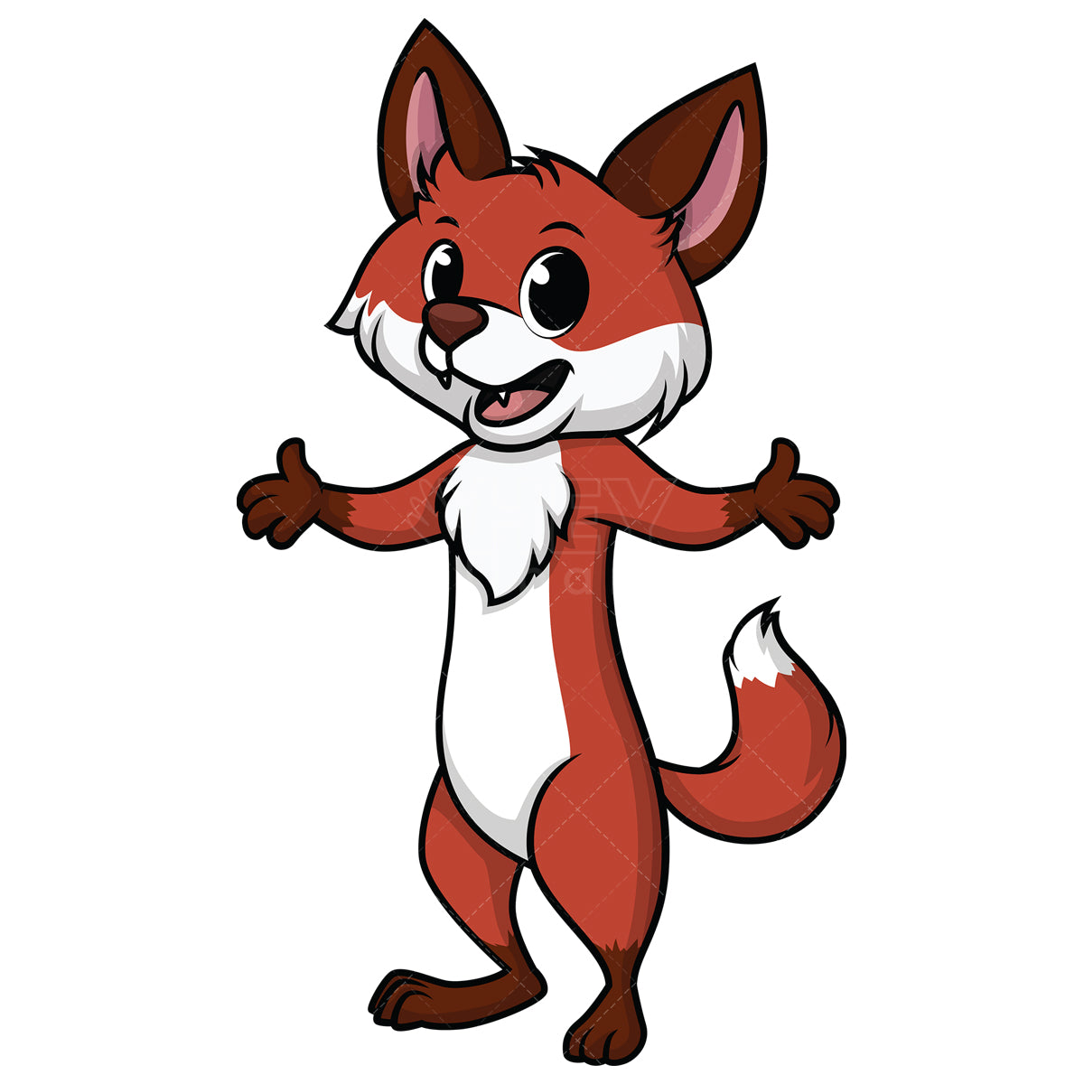 Royalty-free stock vector illustration of a fox with open arms.