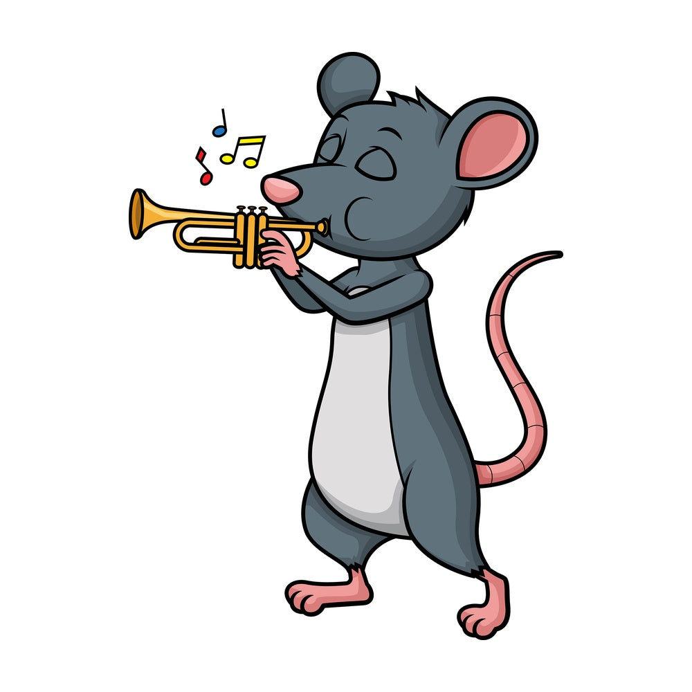 Mouse playing trumpet. PNG - JPG and vector EPS (infinitely scalable).