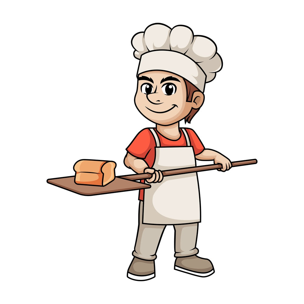 Bakery man baking bread. PNG - JPG and vector EPS (infinitely scalable). Image isolated on transparent background.